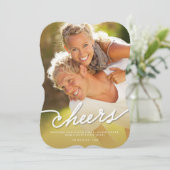 Cartes Pour Fêtes Annuelles Simple Cheval Calligraphie Script Gold Ombre Photo (Debout devant)