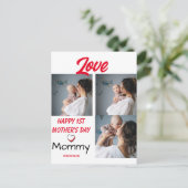 Cartes Pour Fêtes Annuelles Simple & Chic 1ère Fête-Mère Cadeau 3 Photo Collag (Debout devant)