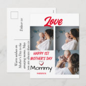 Cartes Pour Fêtes Annuelles Simple & Chic 1ère Fête-Mère Cadeau 3 Photo Collag (Devant / Derrière)