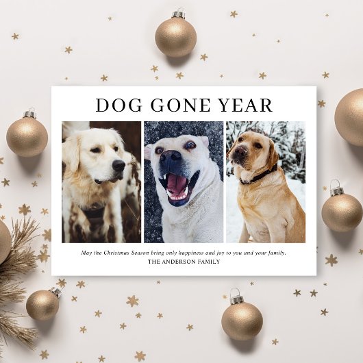 Cartes Pour Fêtes Annuelles Simple chien est parti année 3 Photo Noël