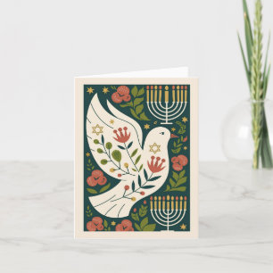 Cartes Pour Fêtes Annuelles Simple Classique et Élégant Paix et lumière Hanukk