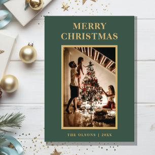 Cartes Pour Fêtes Annuelles Simple classique vert Joyeux Noël photo