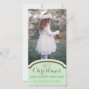Cartes Pour Fêtes Annuelles Simple Clean Green Cream Noël Photo
