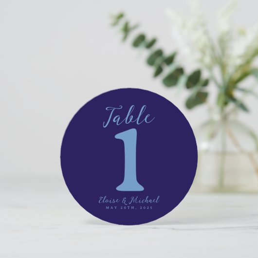Cartes Pour Fêtes Annuelles Simple Coastal Blue Wedding Table Number (Debout devant)