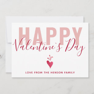 Cartes Pour Fêtes Annuelles Simple cœur rouge rose Joyeuse Saint-Valentin Scri