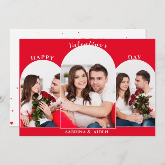 Cartes Pour Fêtes Annuelles Simple Collage de 3 Photos | Saint-Valentin (Devant / Derrière)