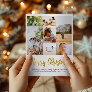 Cartes Pour Fêtes Annuelles Simple Collage de Photos de Famille de Noël en Feu