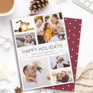 Cartes Pour Fêtes Annuelles Simple Collage Multi Photo Moderne Minimaliste