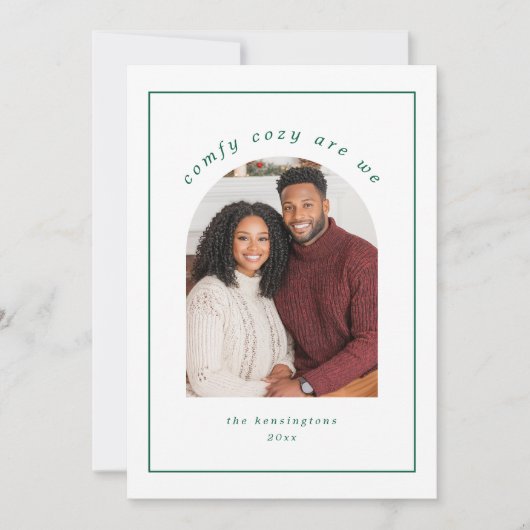 Cartes Pour Fêtes Annuelles Simple Cosy Green White Snowflon photo de vacances (Devant)