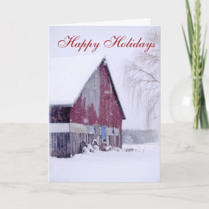 Cartes Pour Fêtes Annuelles Simple Country Barn Snow Christmas greeting cards