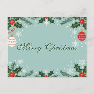 Cartes Pour Fêtes Annuelles Simple Décor de feuille verte élégant Joyeux Noël