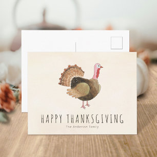 Cartes Pour Fêtes Annuelles Simple Dinde Chaleureuse de Thanksgiving