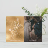 Cartes Pour Fêtes Annuelles Simple Écriture Manuscrite Joyeuse Photo Fête de N (Debout devant)