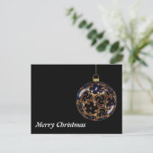 Cartes Pour Fêtes Annuelles Simple Elegant Black Gold Ball Joyeux Noël (Debout devant)
