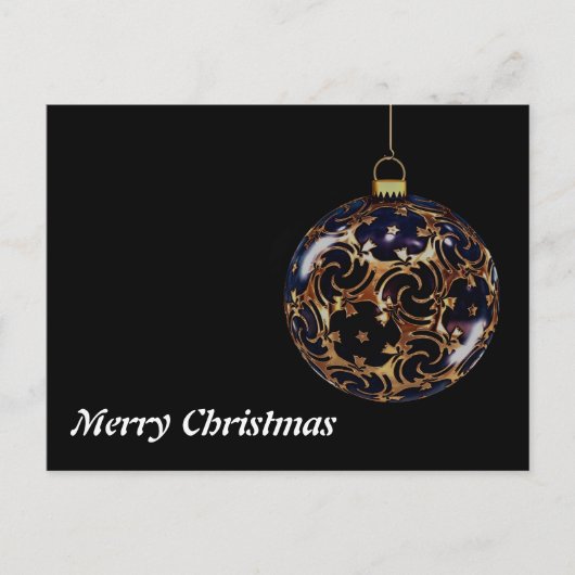 Cartes Pour Fêtes Annuelles Simple Elegant Black Gold Ball Joyeux Noël (Devant)