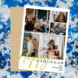 Cartes Pour Fêtes Annuelles Simple Elegant Blue Happy Hanoukka photo Collage<br><div class="desc">Simple Elegant Blue Happy Hanoukka photo Collage</div>