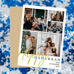 Cartes Pour Fêtes Annuelles Simple Elegant Blue Happy Hanoukka photo Collage