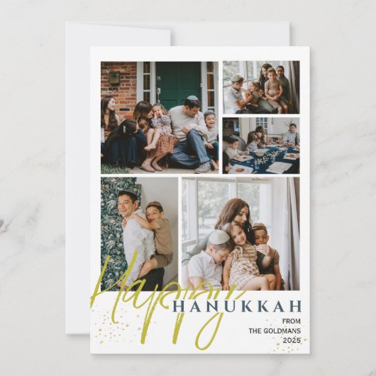 Cartes Pour Fêtes Annuelles Simple Elegant Blue Happy Hanoukka photo Collage (Devant)