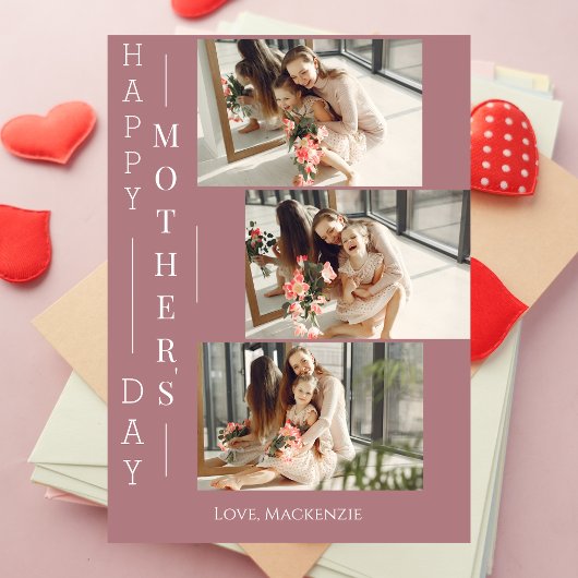 Cartes Pour Fêtes Annuelles Simple Elegant Bonne mère Jour Trois photo