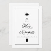 Cartes Pour Fêtes Annuelles Simple Elegant Calligraphy Black & White Photo (Devant / Derrière)