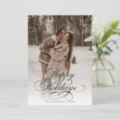 Cartes Pour Fêtes Annuelles Simple Elegant Calligraphy Script Christmas Photo (Debout devant)