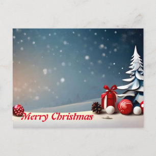 Cartes Pour Fêtes Annuelles Simple Élégant Décor BlancBoule Rouge Joyeux Noël