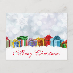 Cartes Pour Fêtes Annuelles Simple Élégant Décor Rouge Neige Joyeux Noël