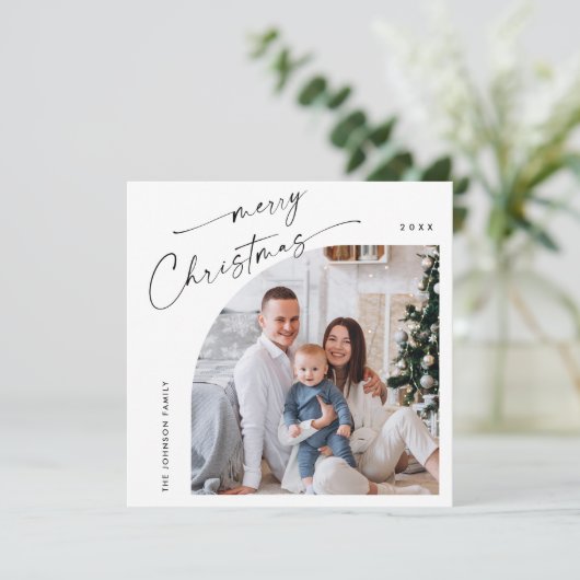 Cartes Pour Fêtes Annuelles Simple élégant élégant 3 PHOTO Noël Salutation (Debout devant)