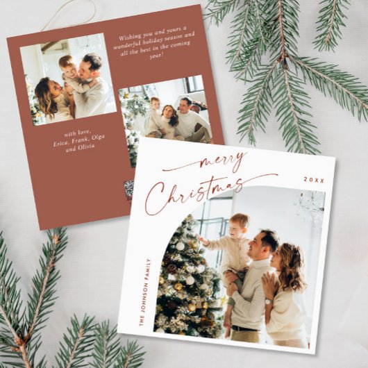 Cartes Pour Fêtes Annuelles Simple élégant élégant 3 PHOTO Noël Salutation