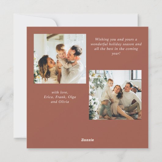 Cartes Pour Fêtes Annuelles Simple élégant élégant 3 PHOTO Noël Salutation (Dos)