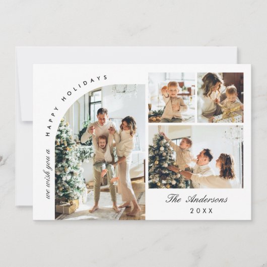 Cartes Pour Fêtes Annuelles Simple élégant élégant 4 PHOTO Noël Salutation (Devant)