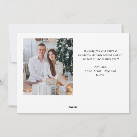 Cartes Pour Fêtes Annuelles Simple élégant élégant 5 PHOTO Noël Salutation (Dos)