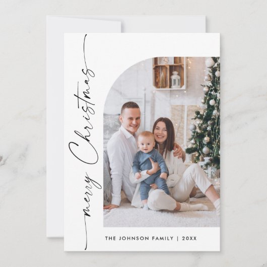 Cartes Pour Fêtes Annuelles Simple élégant élégant 5 PHOTO Noël Salutation (Devant)