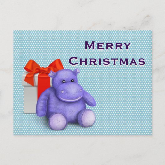 Cartes Pour Fêtes Annuelles Simple Elegant Enfants Teddy Hippo Joyeux Noël (Devant)