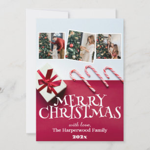 Cartes Pour Fêtes Annuelles simple élégant famille Noël Photo collage Holi
