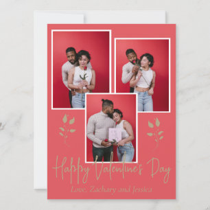 Cartes Pour Fêtes Annuelles Simple Élégant Fleurs photo de couple pour la Sain