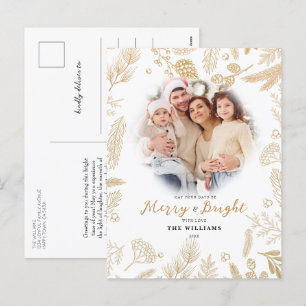 Cartes Pour Fêtes Annuelles Simple Elegant Gold Merry & Bright Photo Christmas