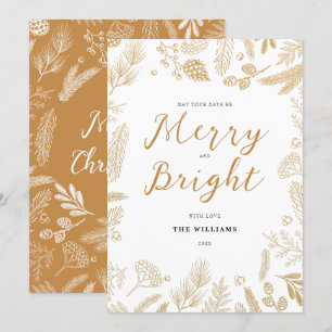 Cartes Pour Fêtes Annuelles Simple Elegant Gold Merry et Bright Christmas