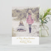 Cartes Pour Fêtes Annuelles Simple Elegant Gold Script Joyeux Noël Photo (Debout devant)