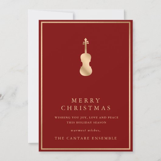 Cartes Pour Fêtes Annuelles Simple Elegant Gold Violin Musical Christmas (Devant)