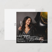 Cartes Pour Fêtes Annuelles Simple Elegant Happy Birthday Photo (Devant / Derrière)