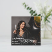 Cartes Pour Fêtes Annuelles Simple Elegant Happy Birthday Photo (Debout devant)