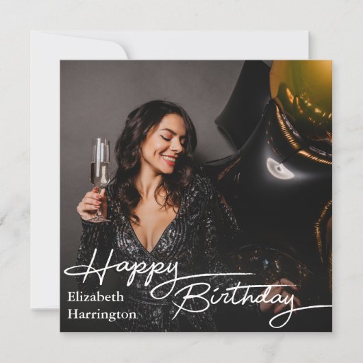 Cartes Pour Fêtes Annuelles Simple Elegant Happy Birthday Photo (Devant)