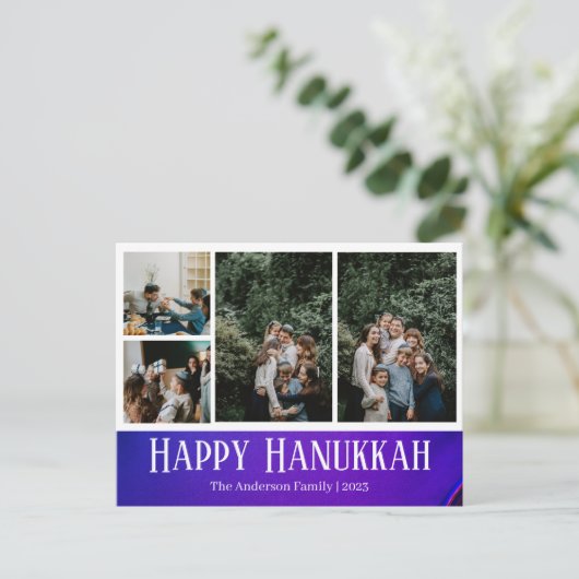 Cartes Pour Fêtes Annuelles Simple Élégant Joyeux Hanukkah photo de famille (Debout devant)