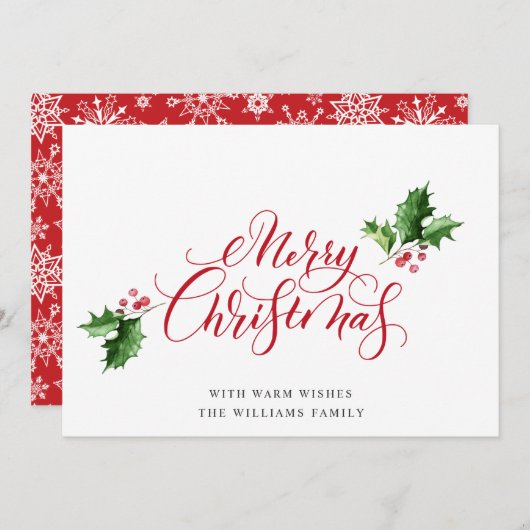 Cartes Pour Fêtes Annuelles Simple Élégant Joyeux Noël Salutation (Devant / Derrière)