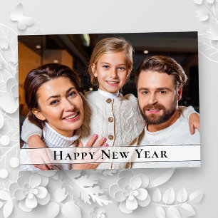 Cartes Pour Fêtes Annuelles Simple Élégant Minimaliste Nouvel An Photo Grey