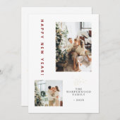 Cartes Pour Fêtes Annuelles Simple Elegant Modern Happy New Year Two Photo (Devant / Derrière)