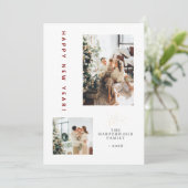 Cartes Pour Fêtes Annuelles Simple Elegant Modern Happy New Year Two Photo (Debout devant)