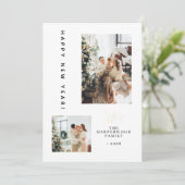 Cartes Pour Fêtes Annuelles Simple Elegant Modern Happy New Year Two Photo (Debout devant)