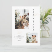 Cartes Pour Fêtes Annuelles Simple Elegant Modern Happy New Year Two Photo (Debout devant)